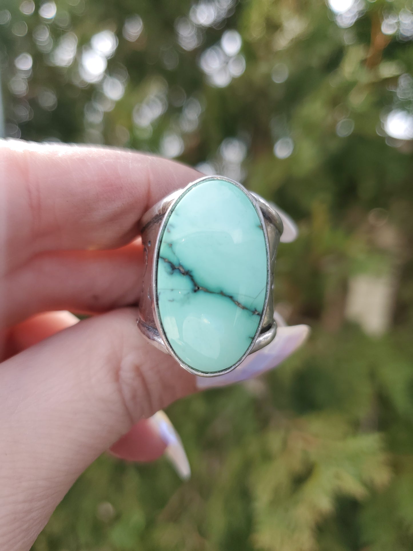 Desert Bloom Variscite Ring Size 8.25 - Wood Bison Metal